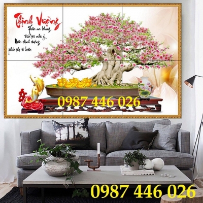 Gạch tranh 3d chậu hoa đào HP9222