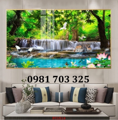 Gạch tranh thác nước đẹp hiện đại