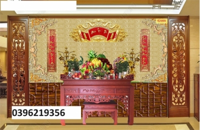 Gạch đẹp 3D trang trí phòng thờ