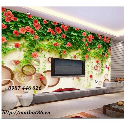 Tranh gach men giàn hoa hồng leo HP9723
