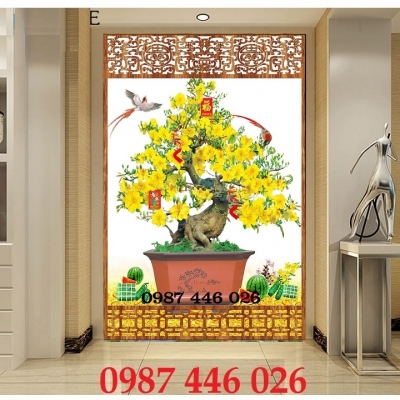 Tranh gạch men hoa mai vàng HP8733
