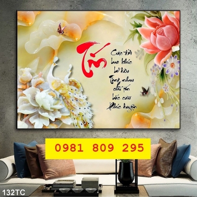 Tranh gạch men  tranh 3D chim công đẹp HP8699