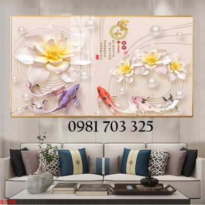 Tranh gạch cá chép 3D đẹp