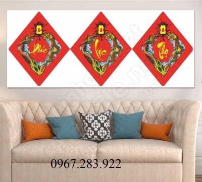 Gạch  3D- Tranh phong thuỷ Phúc Lộc Thọ