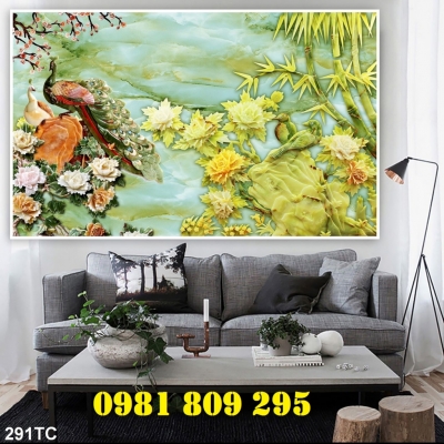 Gạch men con công 3d ốp tường