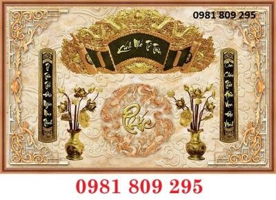 Tranh gạch men ban thờ gia tiên 3d