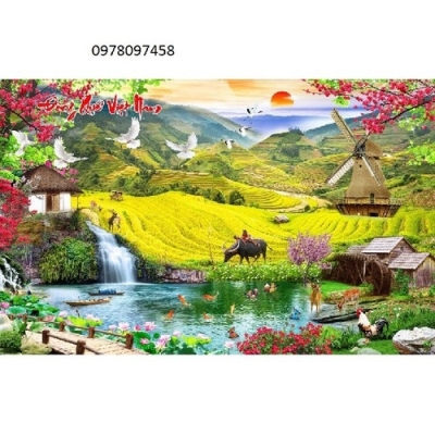 Tranh gạch men phong cảnh ruộng bậc thang