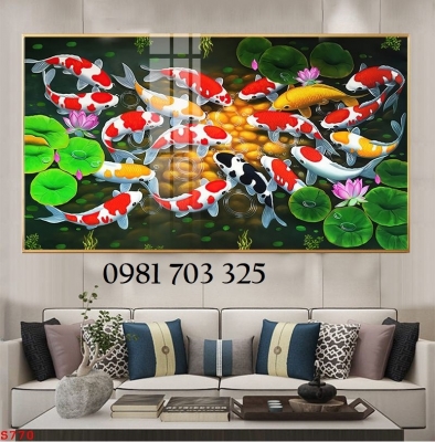 Tranh cá chép 3D, tranh gạch men phong thủy