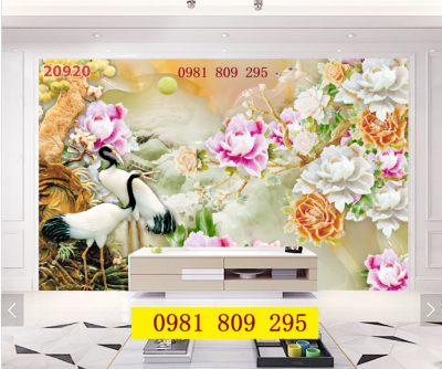 Tranh gạch tùng hạc trang trí 3d HK999