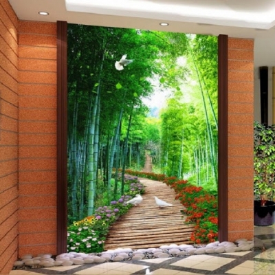 Tranh gạch 3d con đường hàng cây - 333SM