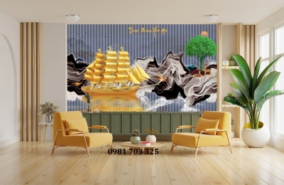 Gạch tranh thuyền vàng 3D