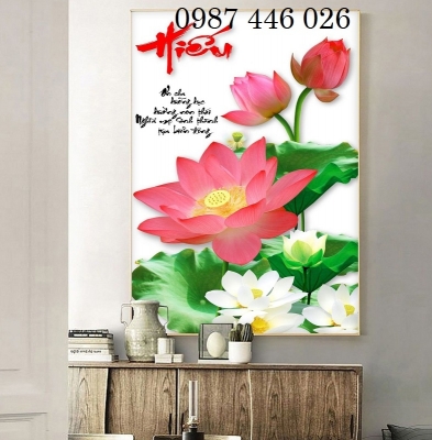 Gạch 3d tranh gạch hoa sen đẹp HP87273