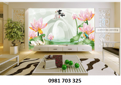 Gạch tranh hoa sen ốp tường