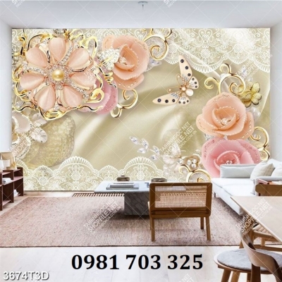 Gạch 3D hoa đẹp trang trí