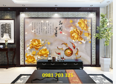 Gạch tranh 3D- tranh cá chép