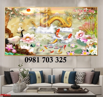 Gạch 3D đẹp hình rồng phượng trang trí