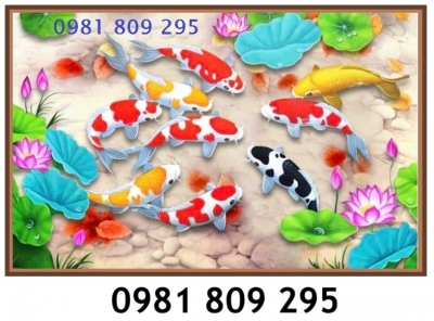 Tranh gạch ốp tường cá chép phong thủy