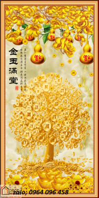 Tranh gạch cây kim tiền 3d - CX32