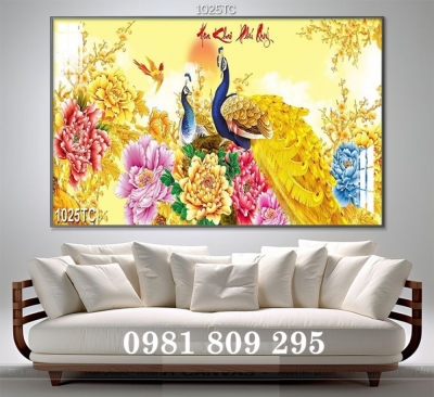 Tranh gạch ốp tường 3d chim ông sứ ngọc