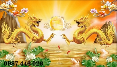 Tranh gạch rồng phương vàng HP9733