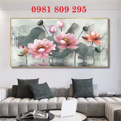 Tranh ốp tường hoa sen , tranh gạch men