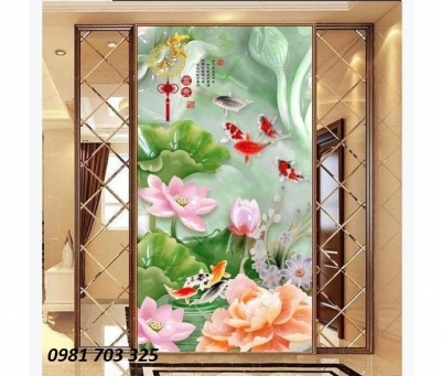 Tranh 3D khổ đứng, tranh hoa trang trí tường