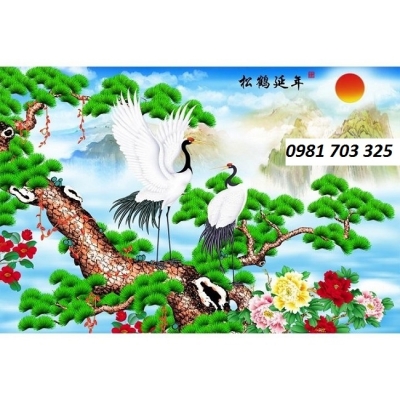 Tranh tùng hạc-gạch tranh 3D
