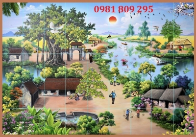 Tranh gạch làng quê , gạch ốp tường cao cấp HDN930