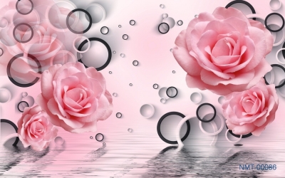 Tranh ốp tường gạch men hoa hồng nghệ thuật