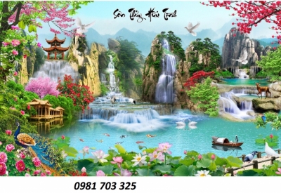 Gạch tranh sơn thủy hữu tình