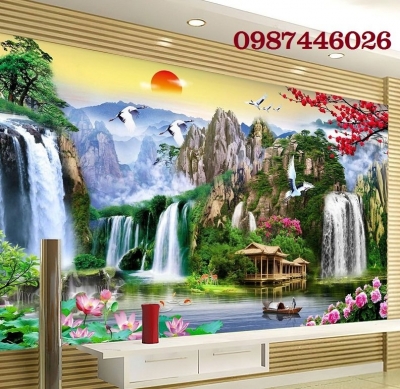 Gạch 3d tranh phong cảnh thác nước