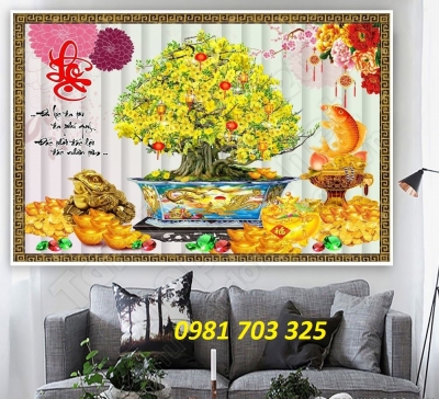 tranh hoa mai vàng- gạch tranh trang trí
