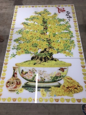 Tranh gạch cây tiền vàng 3d - NCV788