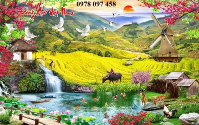Gạch tranh 3D - tranh phong cảnh quê hương