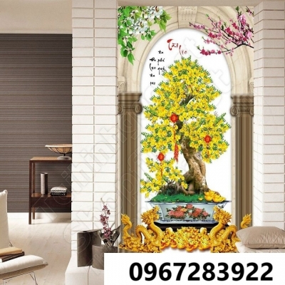 Tranh gạch hoa mai vàng đẹp trang trí