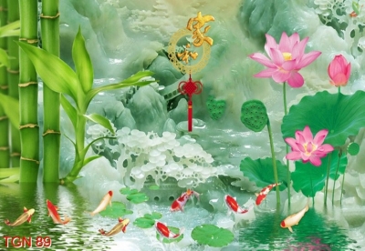 Mẫu tranh gạch 3d dán tường phòng khách -523SP
