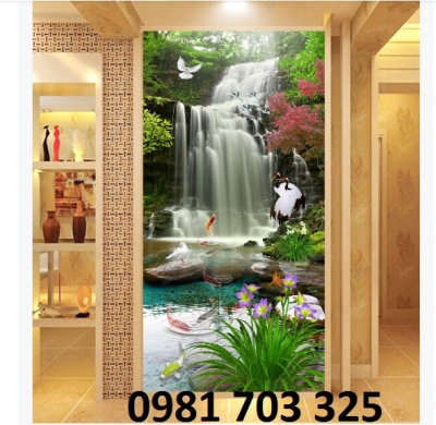 Tranh gạch phong cảnh thác nước khổ đứng