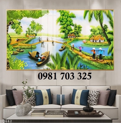 Tranh gạch 3D phong cảnh đồng quê