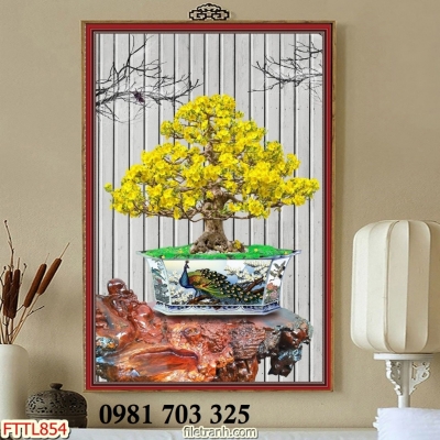 Gạch tranh đẹp hoa mai trang trí