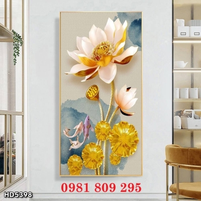 Tranh gạch men cá khổ dọc 3d