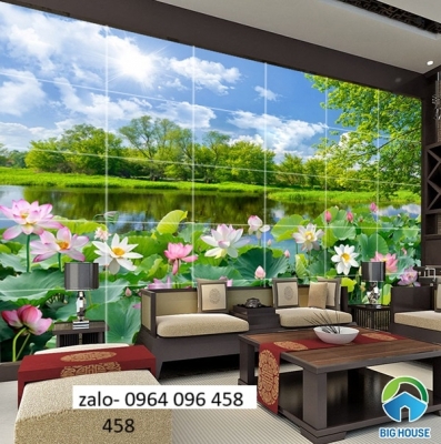 Tranh gạch 3d hoa sen - gạch tranh 3d hoa sen - XN85