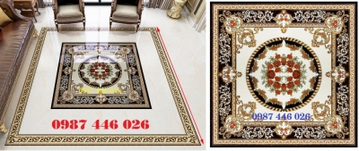 Thảm nền gạch trang trí khắc vàng vuông