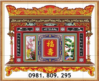 Tranh 3d phòng thờ , mẫu tranh gạch ngũ quả ốp tường