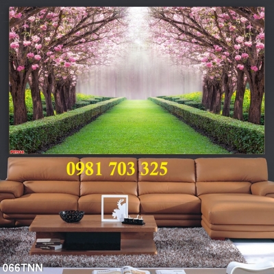 Gạch tranh 3D hoa đào trang trí