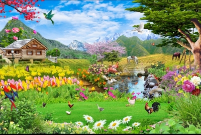 Tranh gạch 3D ốp tường phòng khách