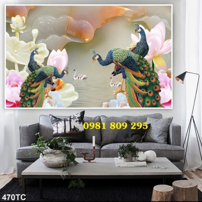 Tranh con công - gạch tranh 3d