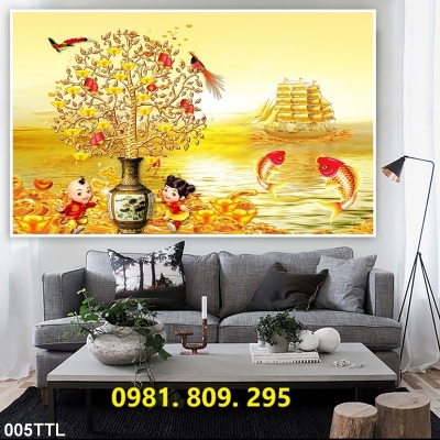 Tranh gạch , gạch cao cấp 3d kim tiên tiền HN8383