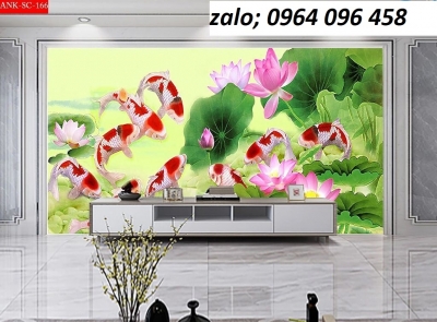 Tranh cá chép 3d - tranh gạch 3d cá chép - 777XK