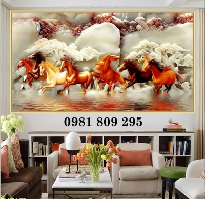 Tranh gạch men ngựa , gạch tranh 3d phòng khách