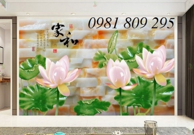 Tranh hoa sen ốp tường - gạch 3d